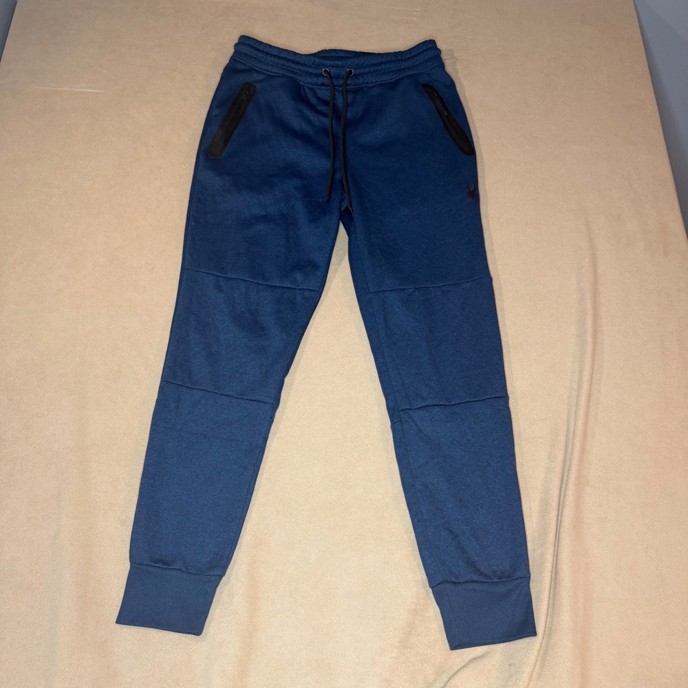 Spyder Active Mens ProWeb Jogger Pants Blue Heather Fleece Lined Medium SPM719